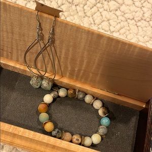 Jackie Blue stone bracelet/earring set.